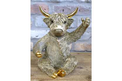 Gold Highland Cow Wine Bottle Holder Funny Drink Glass Stand Ornament