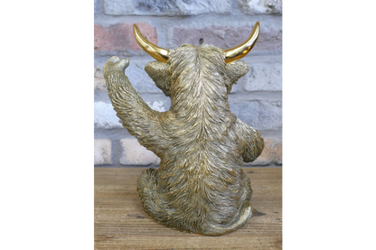 Gold Highland Cow Wine Bottle Holder Funny Drink Glass Stand Ornament