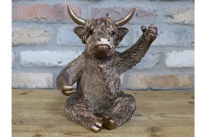 Bronze Highland Cow Wine Bottle Holder Funny Drink Glass Stand Ornament