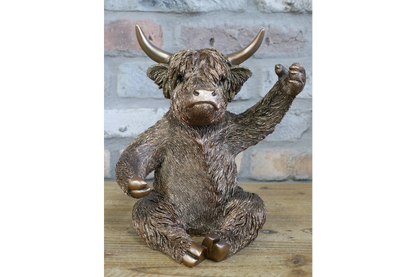 Bronze Highland Cow Wine Bottle Holder Funny Drink Glass Stand Ornament