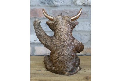 Bronze Highland Cow Wine Bottle Holder Funny Drink Glass Stand Ornament