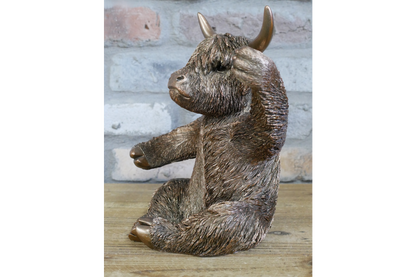 Bronze Highland Cow Wine Bottle Holder Funny Drink Glass Stand Ornament