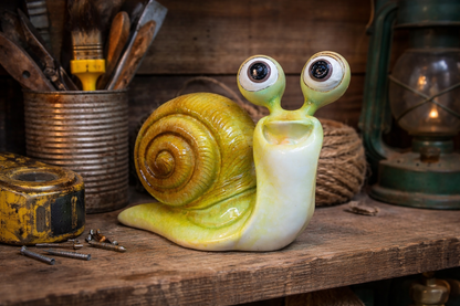 Cute Happy Snail Resin Ornament Funny Large Eyed Garden Slug Figurine