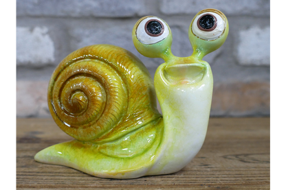 Cute Happy Snail Resin Ornament Funny Large Eyed Garden Slug Figurine