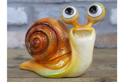 Cute Happy Snail Resin Ornament Funny Orange Garden Slug Figurine