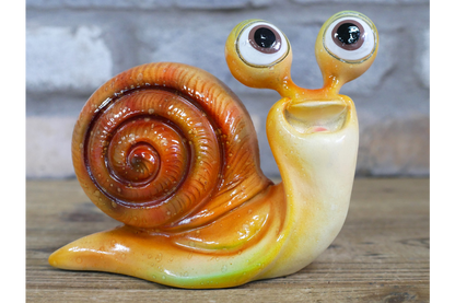 Cute Happy Snail Resin Ornament Funny Orange Garden Slug Figurine