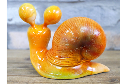 Cute Happy Snail Resin Ornament Funny Orange Garden Slug Figurine