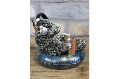 Gamer Highland Cow Resin Ornament Funny Gaming Calf Pool Float Figurine