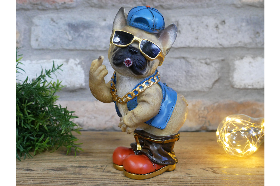 Funny French Bulldog Middle Finger Ornament Rude Frenchie Dog Figurine