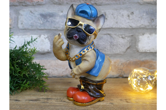 Funny French Bulldog Middle Finger Ornament Rude Frenchie Dog Figurine
