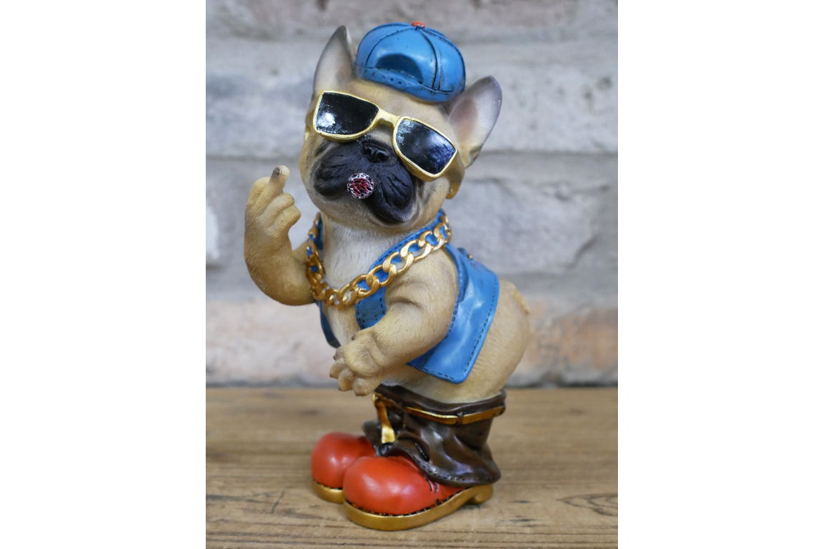 Funny French Bulldog Middle Finger Ornament Rude Frenchie Dog Figurine