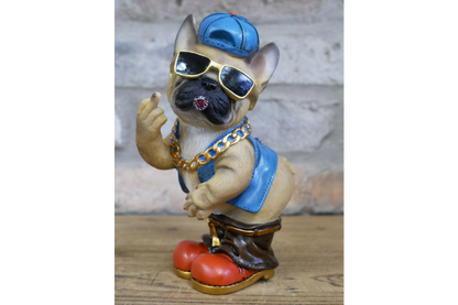 Funny French Bulldog Middle Finger Ornament Rude Frenchie Dog Figurine