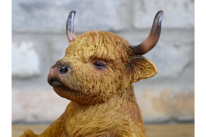 Meditating Highland Cow Ornament Zen Yoga Calf Resin Figurine
