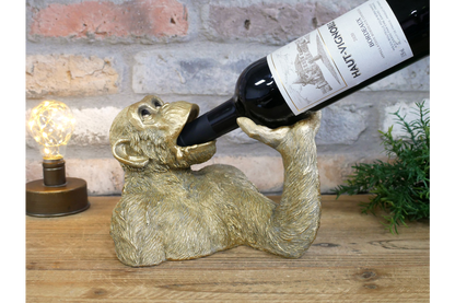 Funny Gold Monkey Wine Bottle Holder Chimp Beer Countertop Display