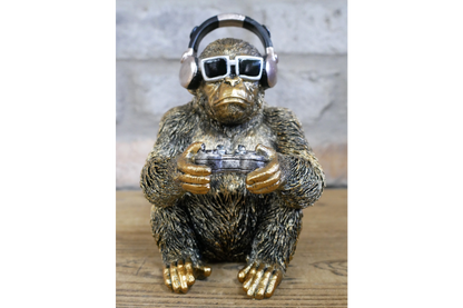 Gamer Monkey Resin Ornament Funny Chimp Video Game Controller Figurine