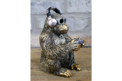 Gamer Monkey Resin Ornament Funny Chimp Video Game Controller Figurine