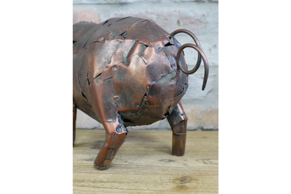 Metal Pig Sculpture - Rustic Copper Garden Ornament & Home Decor