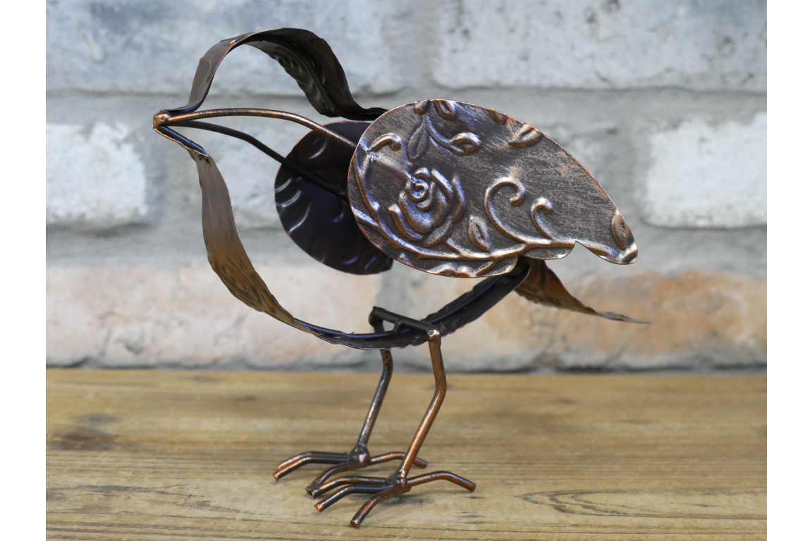 Metal Bird Sculpture - Rustic Copper Garden Ornament & Home Decor