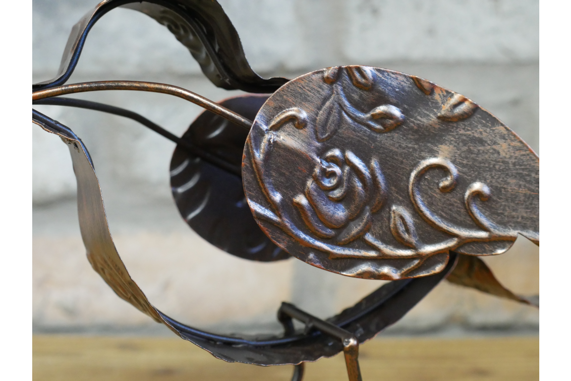 Metal Bird Sculpture - Rustic Copper Garden Ornament & Home Decor