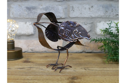 Metal Bird Sculpture - Rustic Copper Garden Ornament & Home Decor