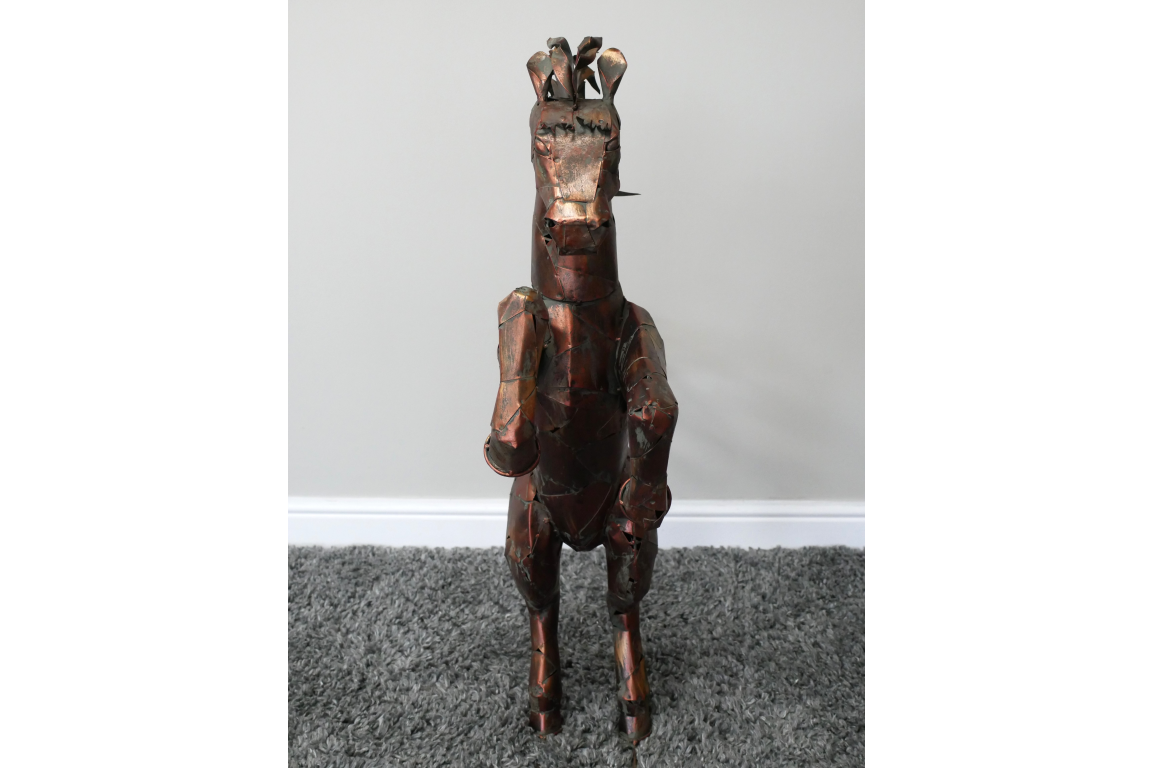 Large Rearing Horse Metal Garden Statue Rustic Bronze Stallion Sculpture