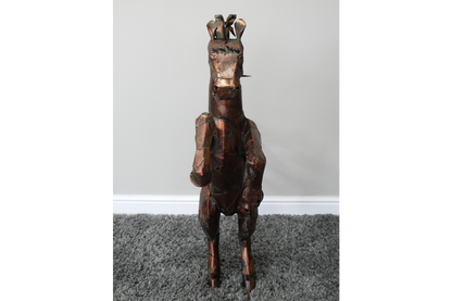 Large Rearing Horse Metal Garden Statue Rustic Bronze Stallion Sculpture