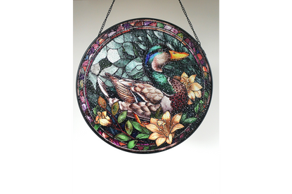 Mallard Duck Stained Glass Suncatcher Hanging Window Panel Ornament