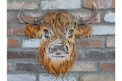 Rustic Metal Highland Cow Wall Art - Laser Cut Garden & Home Decor