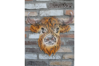 Rustic Metal Highland Cow Wall Art - Laser Cut Garden & Home Decor