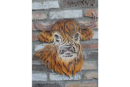 Rustic Metal Highland Cow Wall Art - Laser Cut Garden & Home Decor