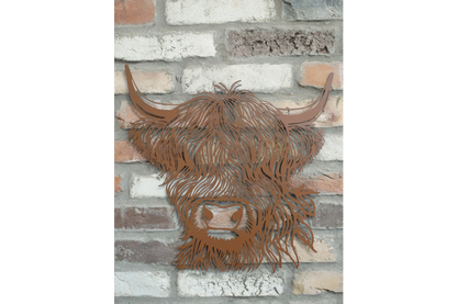 Rustic Metal Highland Cow Wall Art - Laser Cut Garden & Home Decor