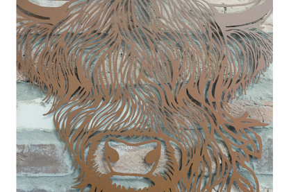 Rustic Metal Highland Cow Wall Art - Laser Cut Garden & Home Decor