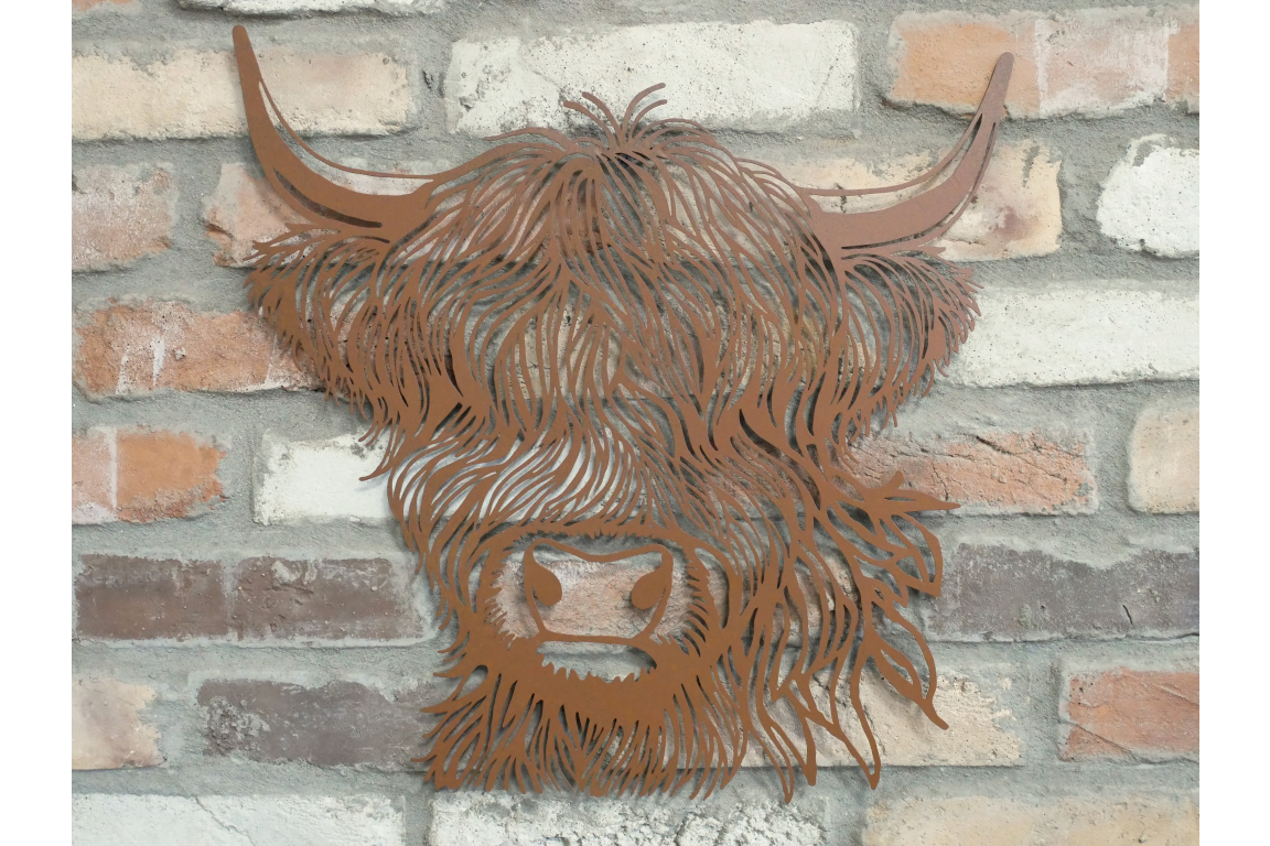 Rustic Metal Highland Cow Wall Art - Laser Cut Garden & Home Decor