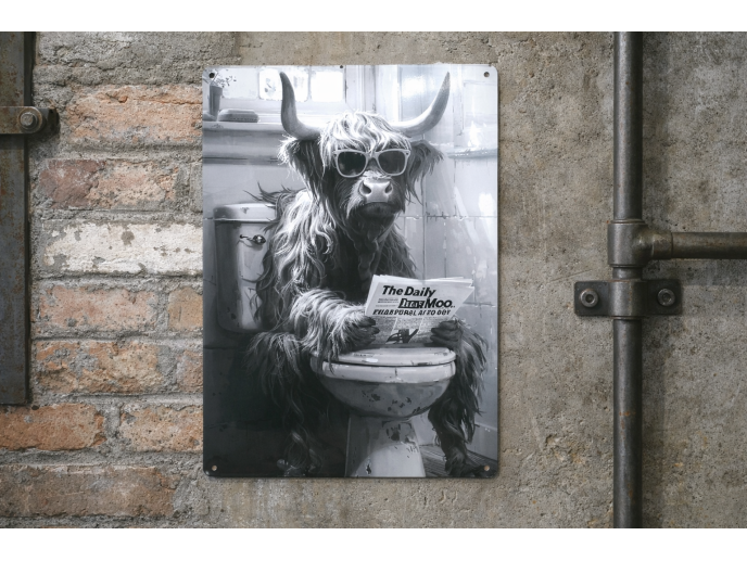 Cow On The Loo - Tin Sign