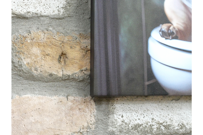 French Bulldog on Toilet Canvas Print - Funny Bathroom Frenchie Wall Art