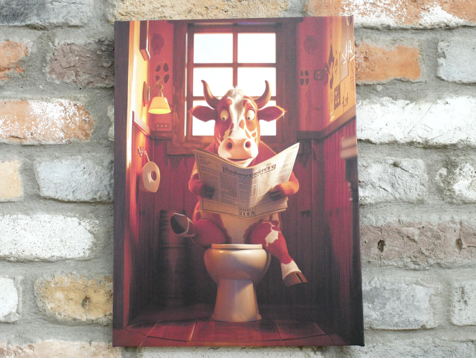 Cow On The Loo - Canvas