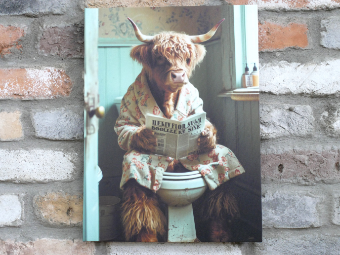 Highland Cow On The Loo - Canvas