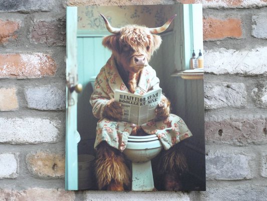 Highland Cow On The Loo - Canvas