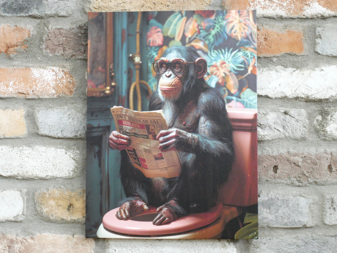Chimp On The Loo - Canvas