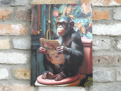 Chimp On The Loo - Canvas