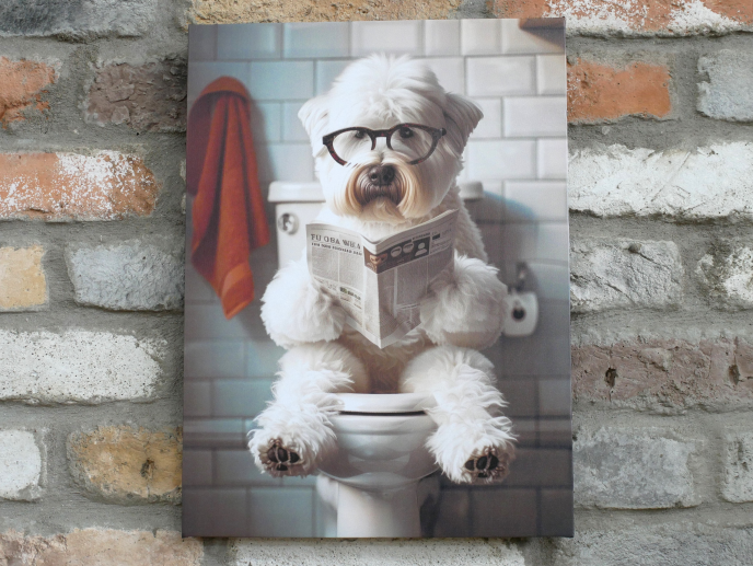 Westie On The Loo - Canvas
