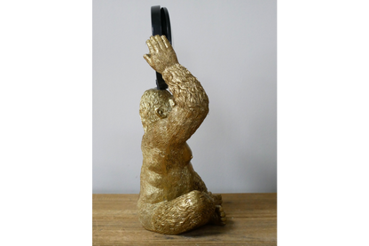 Gold Gorilla Vanity Mirror Figurine - Quirky Resin Monkey Desk Decor