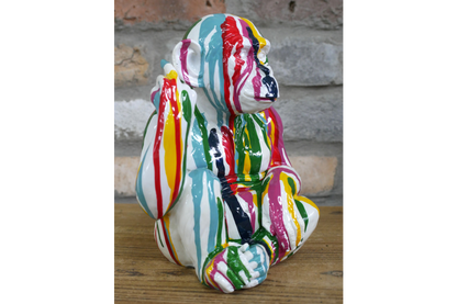 Multi-Color Paint Drip Monkey Statue - Quirky Resin Chimp Pop Art Ornament
