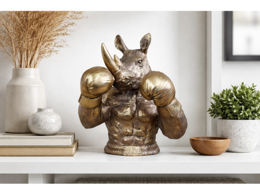Rhino Boxer - Antique Gold Finish