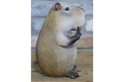 Quirky Resin Capybara Peace Sign Figurine - Cute Animal Home Table Decor