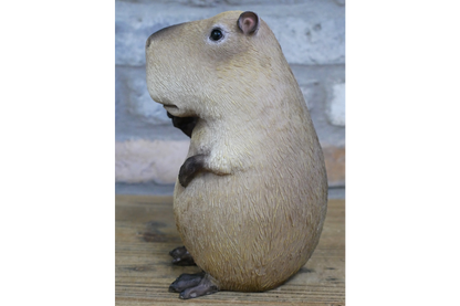 Quirky Resin Capybara Peace Sign Figurine - Cute Animal Home Table Decor