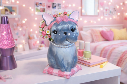 Cute French Bulldog Ceramic Vase Artificial Flower Pot Frenchie Gift