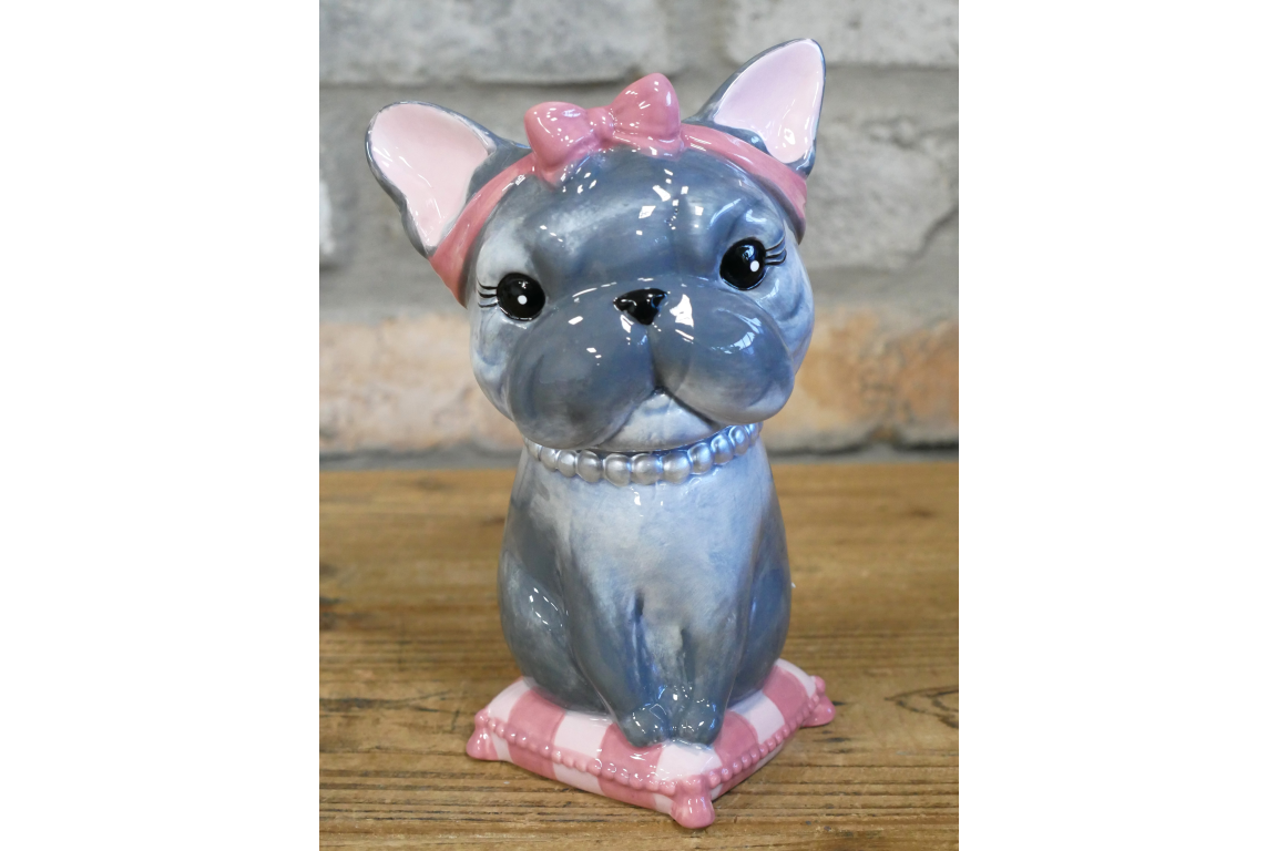 Cute French Bulldog Ceramic Vase Artificial Flower Pot Frenchie Gift