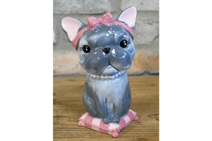 Cute French Bulldog Ceramic Vase Artificial Flower Pot Frenchie Gift