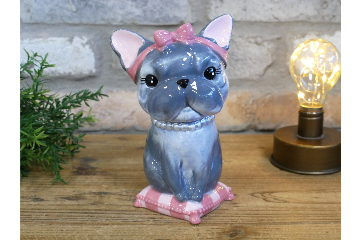 Cute French Bulldog Ceramic Vase Artificial Flower Pot Frenchie Gift